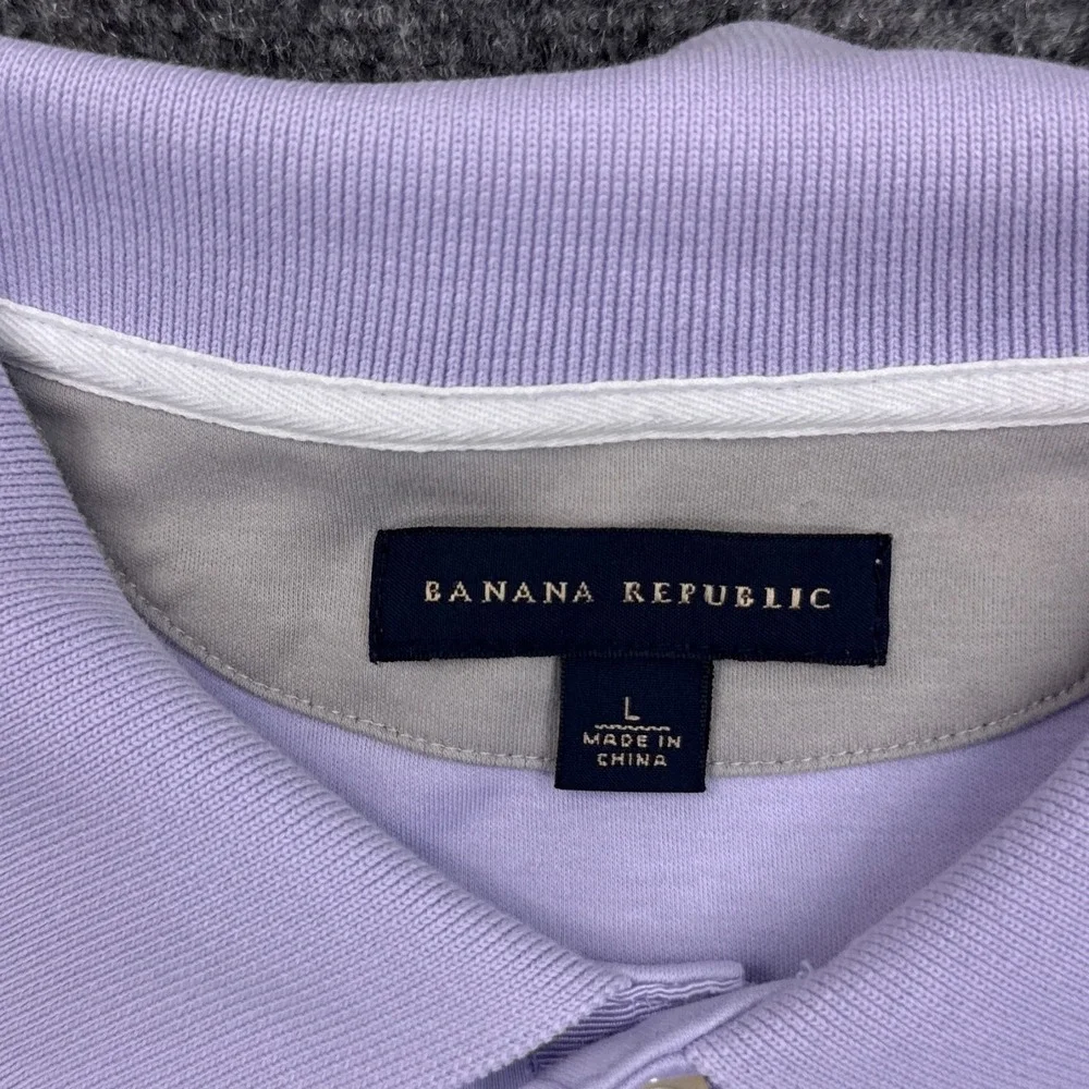 Banana Republic Polo Shirt Mens Size Large Pastel Purple Casual Cotton Essential